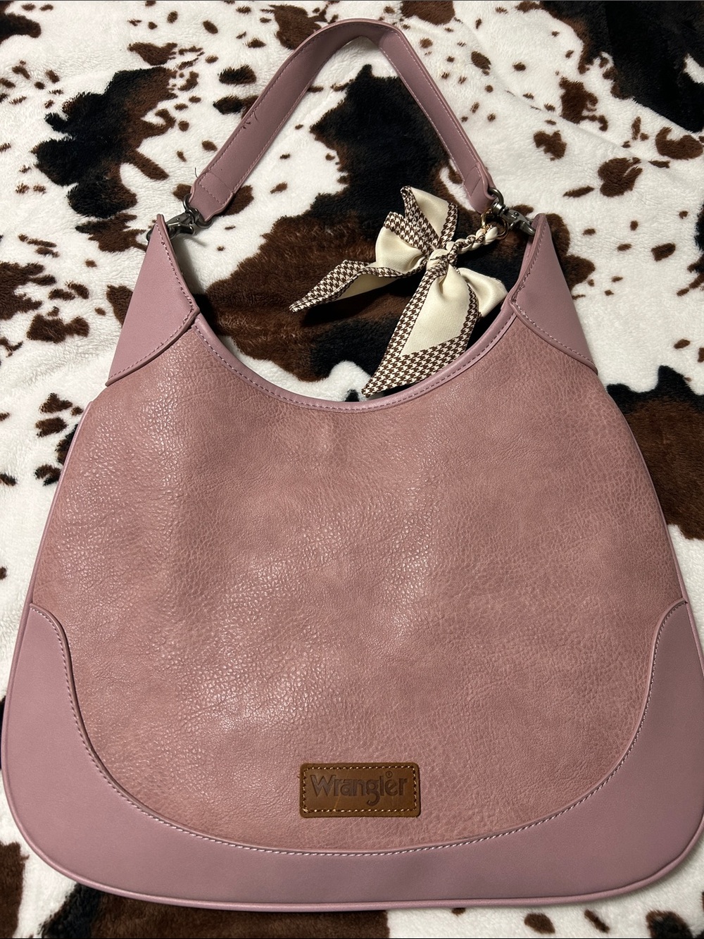 Wrangler Dusty Rose Hobo Bag with Twill Scarf Accent